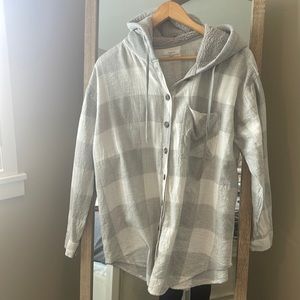 Fleece hooded flannel